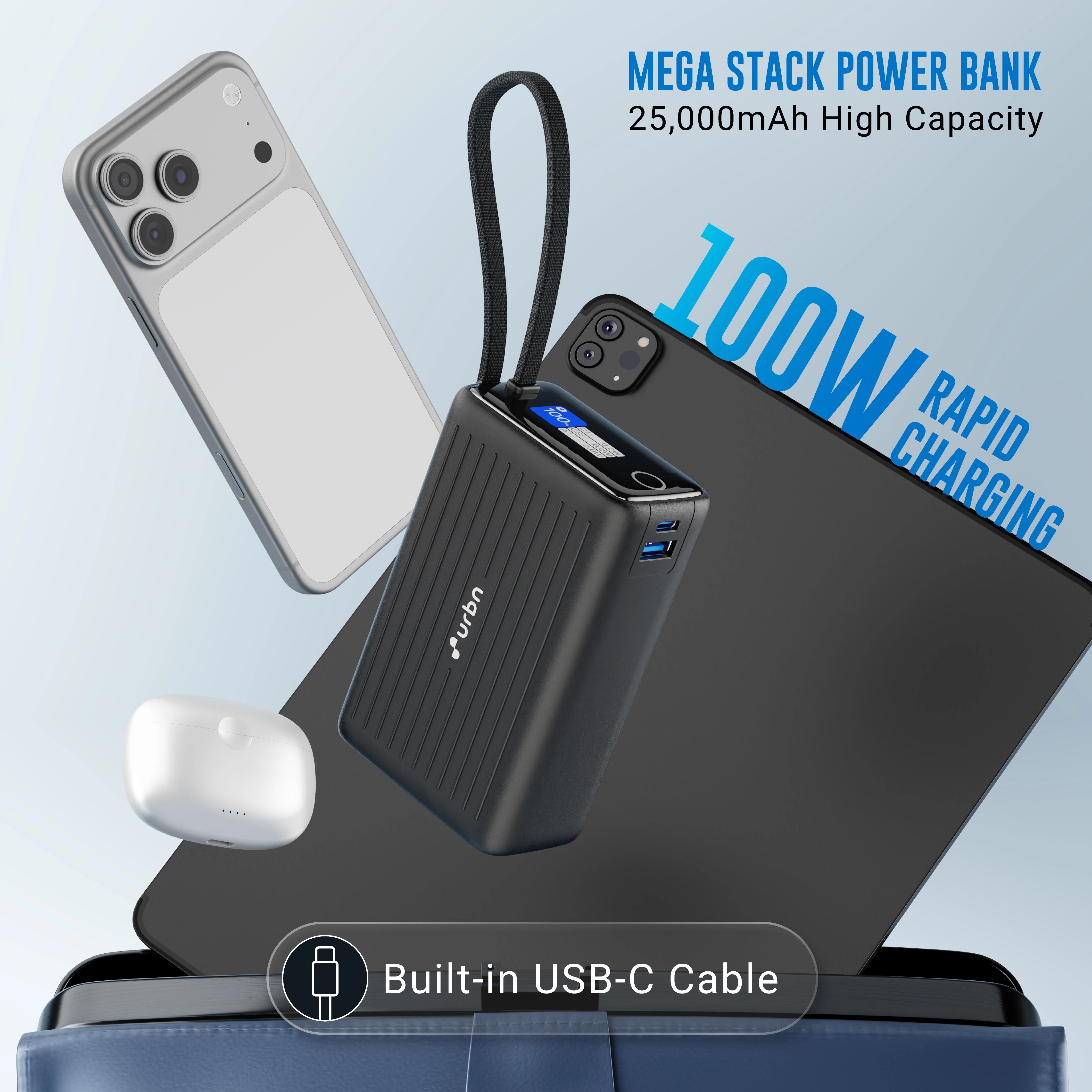 25000mAh Mega Stack 100W Power Bank