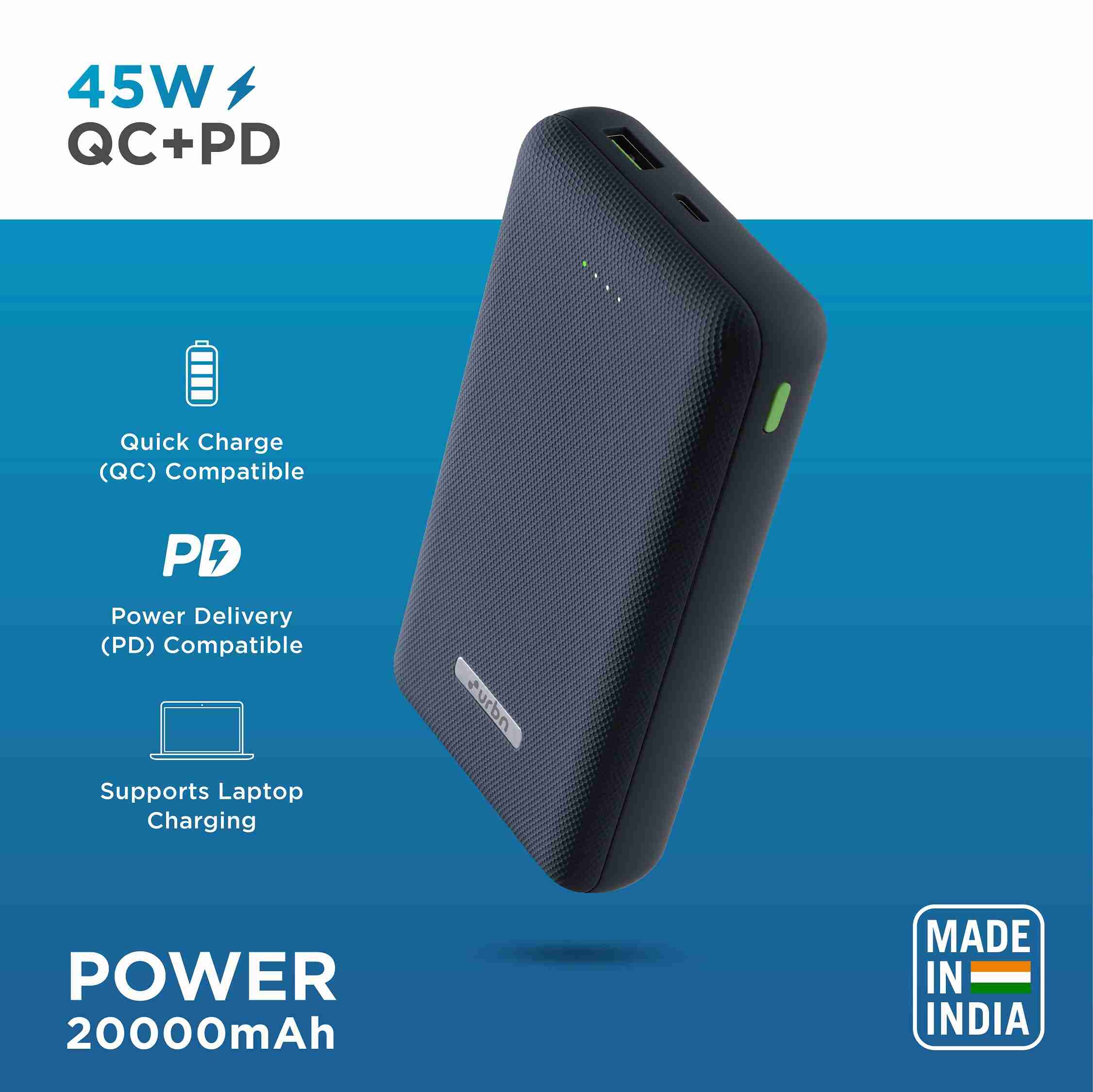 20000 mAh Ultra Compact 45W QC+PD Power Bank