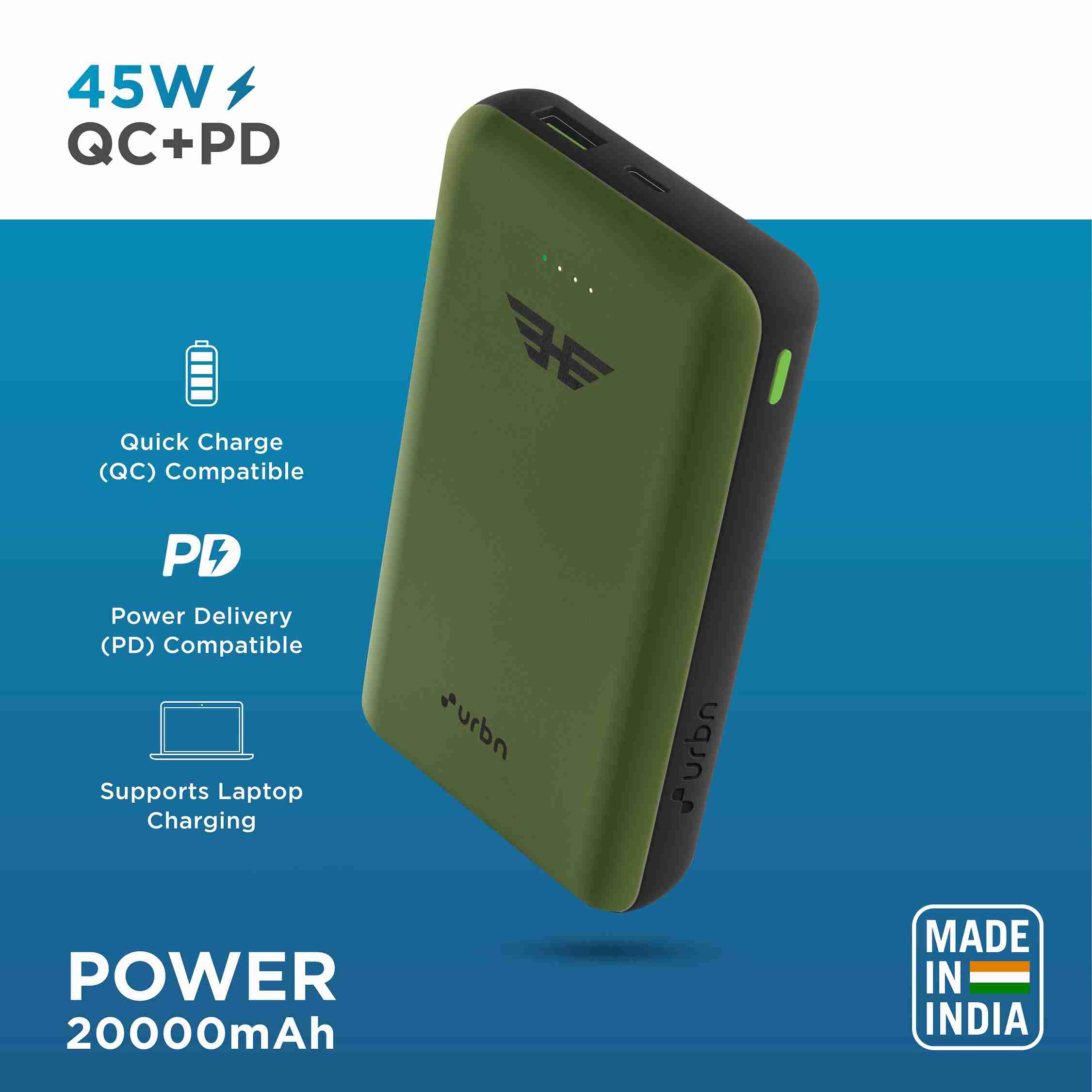 20000 mAh Ultra Compact 45W QC+PD Power Bank