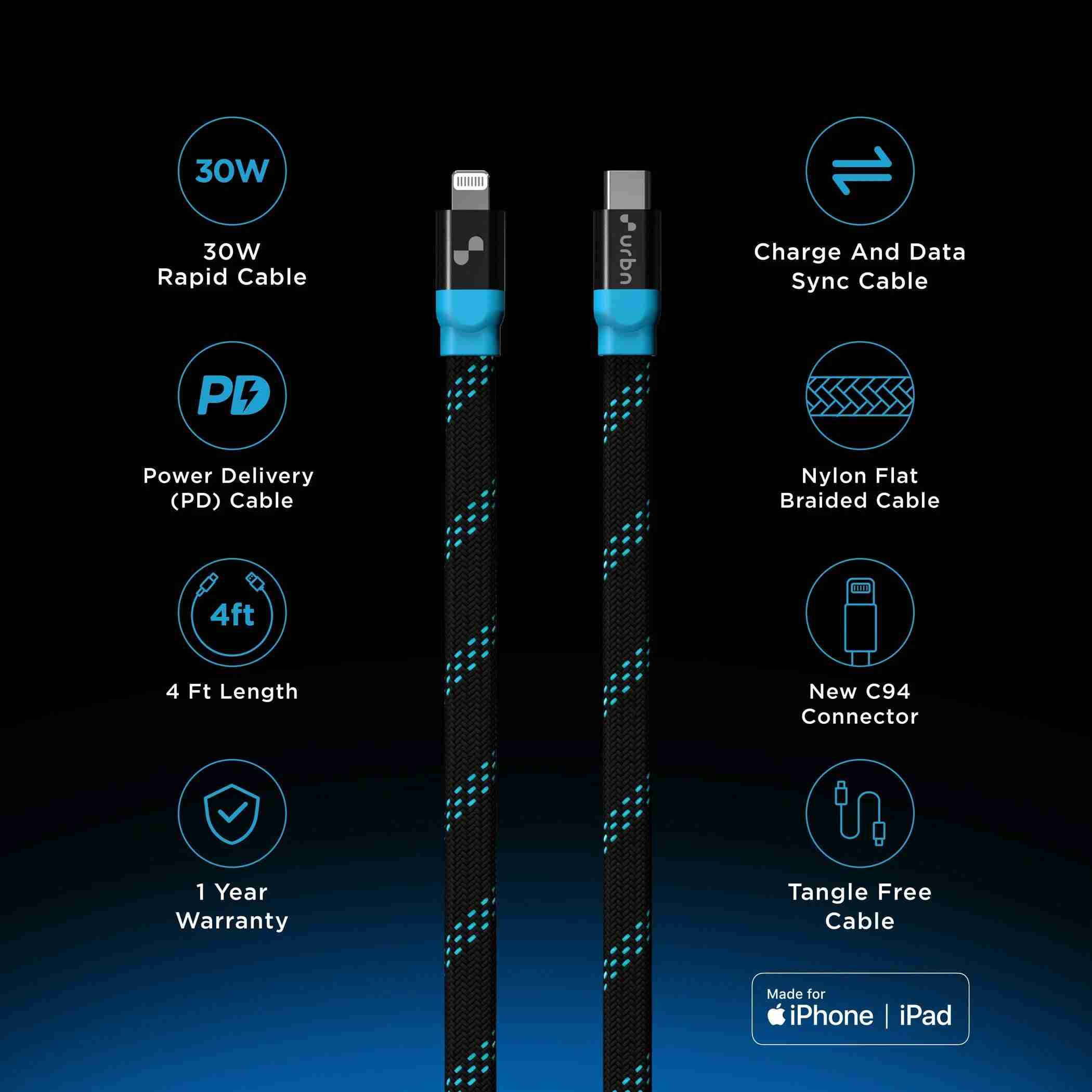 30W Super Fast Lightning MFi Certified Cable