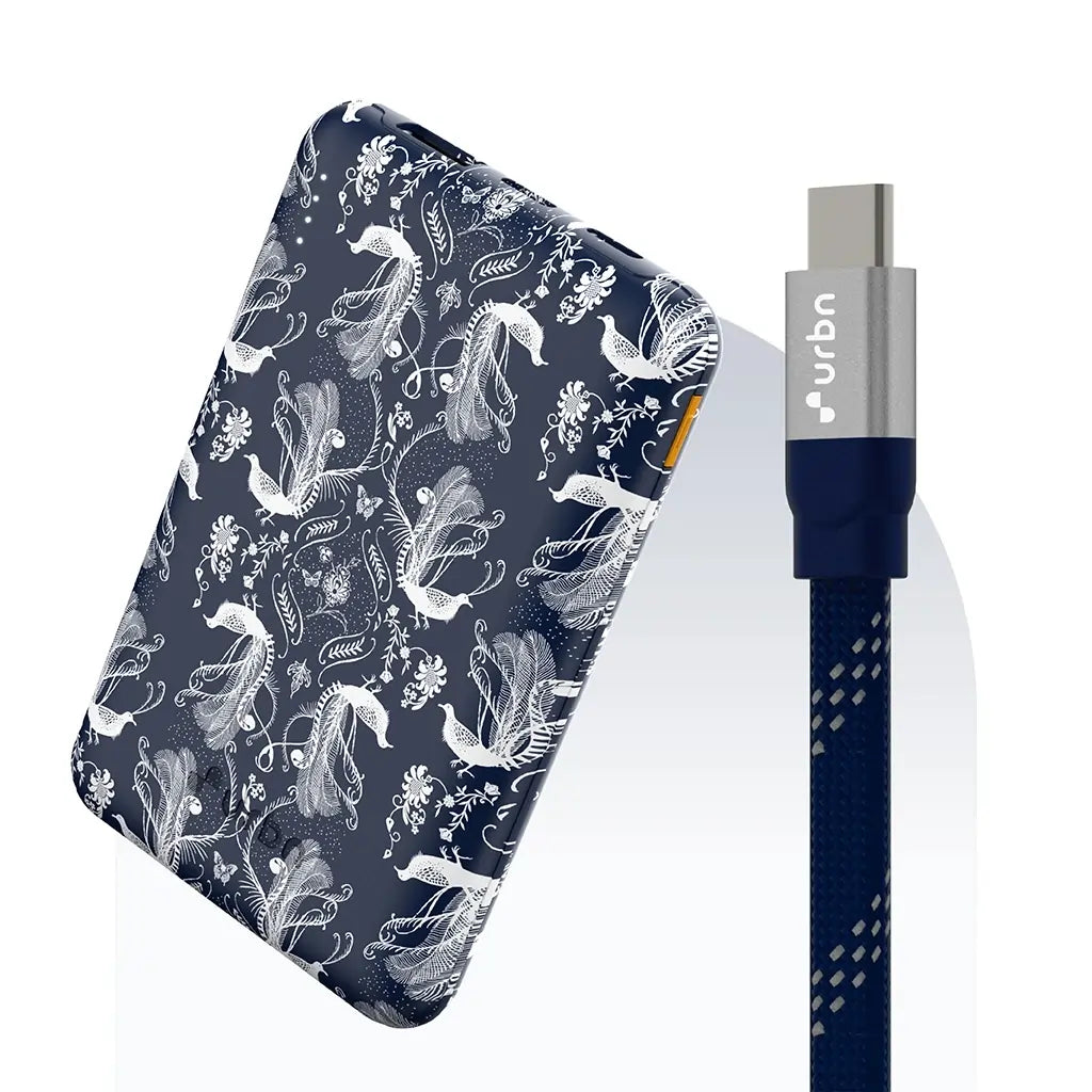 10,000 mAh Nano Slim (Payal Singhal - Blue - UPR111_PSB) + Type C to Type C cable (Payal Singhal - Blue - UPC264_PSB)