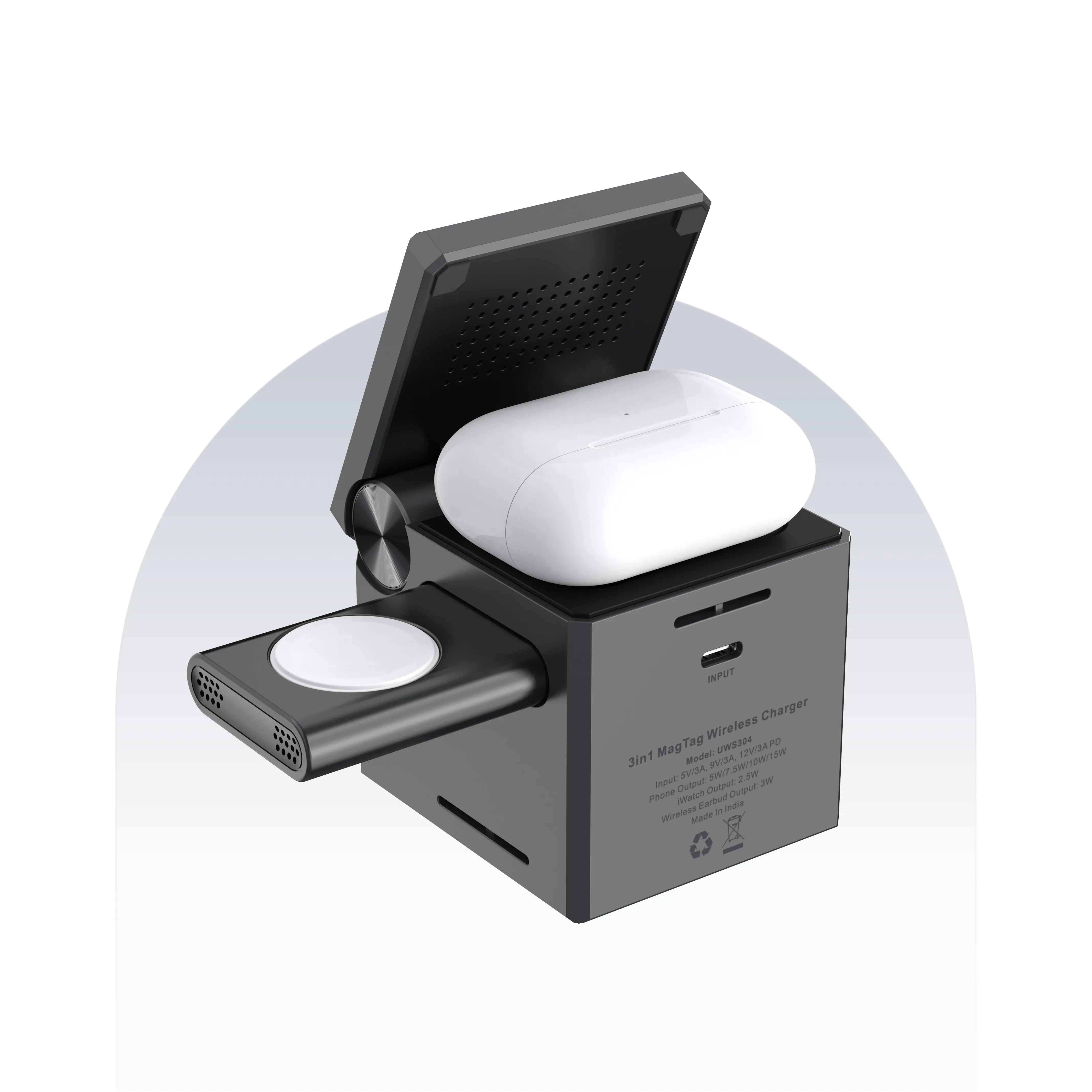 3-IN-1 Qube MagTag Stand Charger